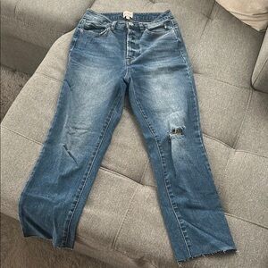 Gianni Bini Blue Straight Leg Jeans Distressed Casual